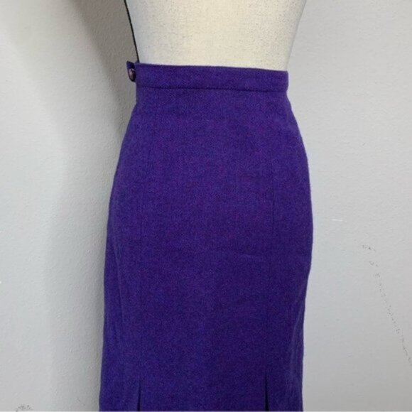 Avoca Collection Purple Vintage High Waist Midi A-Line Skirt - Picture 8 of 12